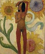 Paul Gauguin Caribbean Woman, or Female Nude with Sunflowers painting